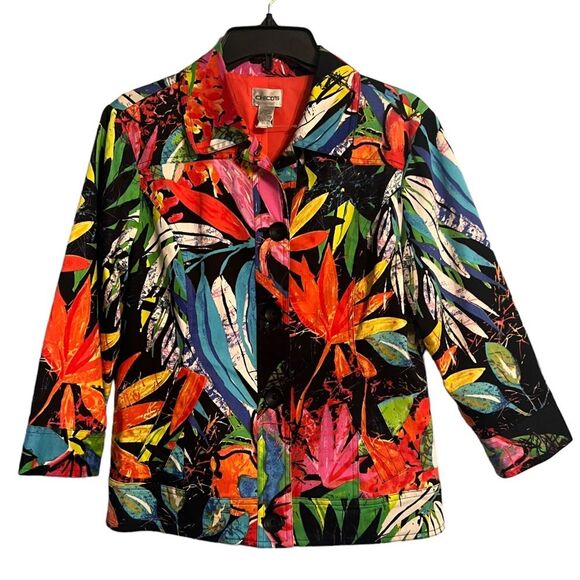 Chico’s Tropical & Colorful Blazer jacket Sz 0 (Small) - Picture 1 of 13